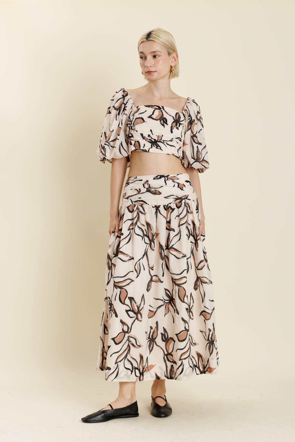 Ruched Floral Crop Top