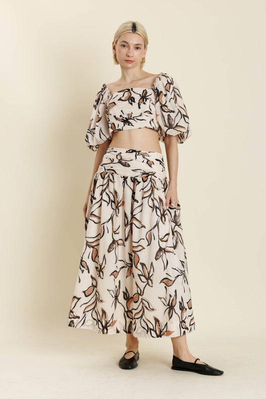 Ruched Floral Crop Top