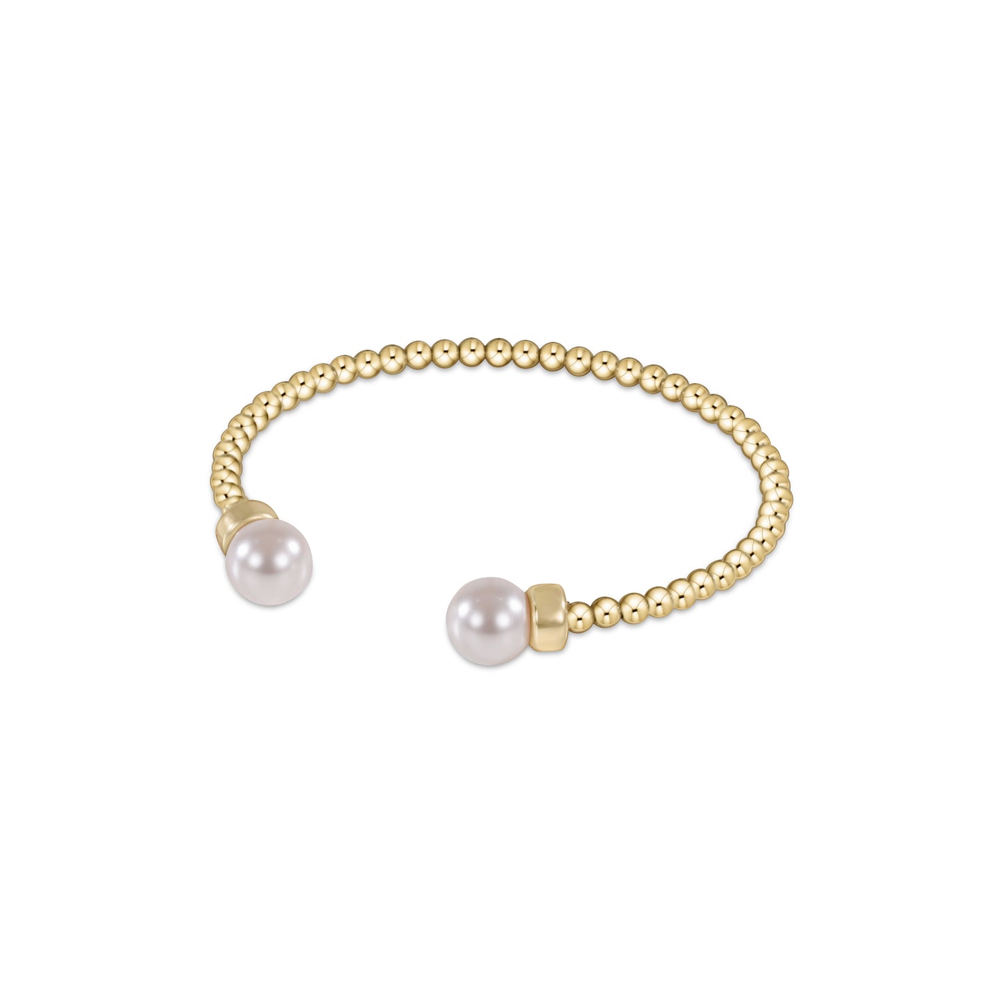 Classic Gold 3mm Bead Cuff - Pearl
