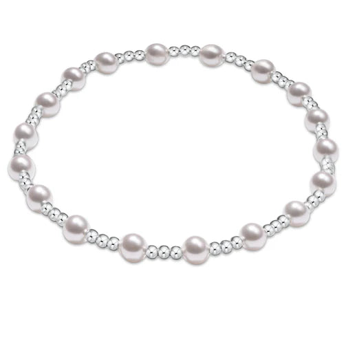 Classic Sincerity pattern sterling 4mm bead bracelet - pearl