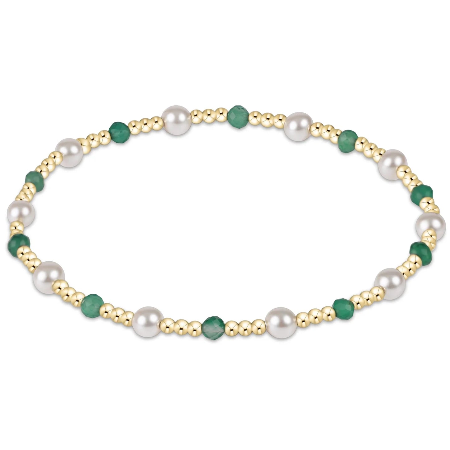 pearl sincerity pattern 4mm bead bracelet - green onyx