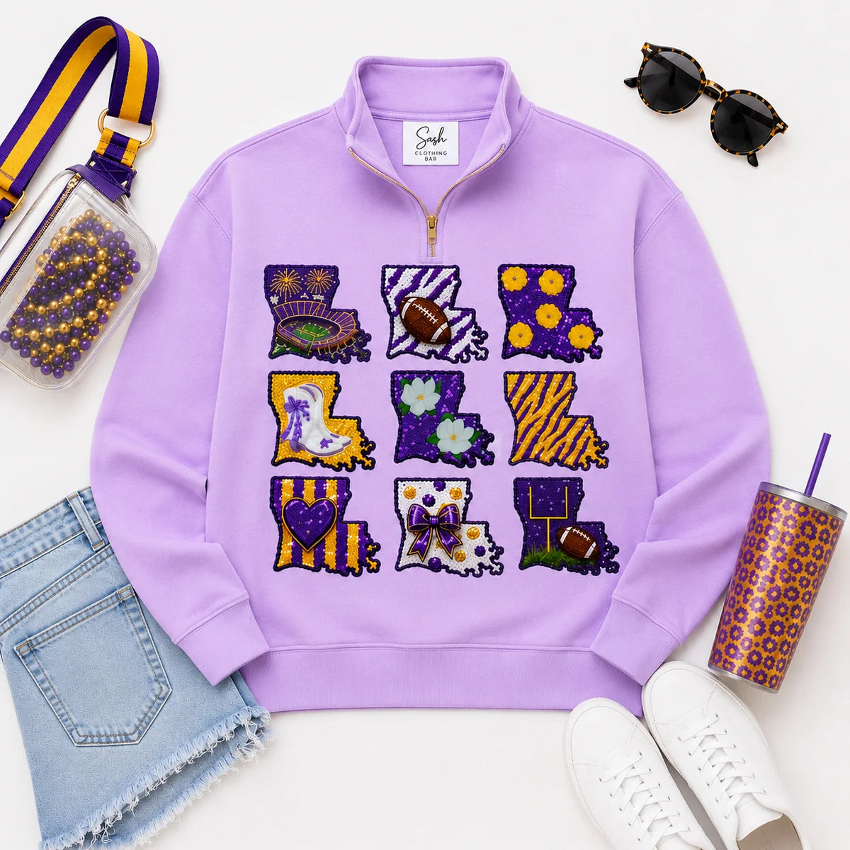 Louisiana Gameday Sequin Quarter Zip
