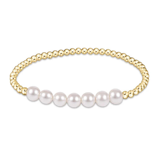 Classic Gold bliss 3mm Bracelet- 6mm -Pearl