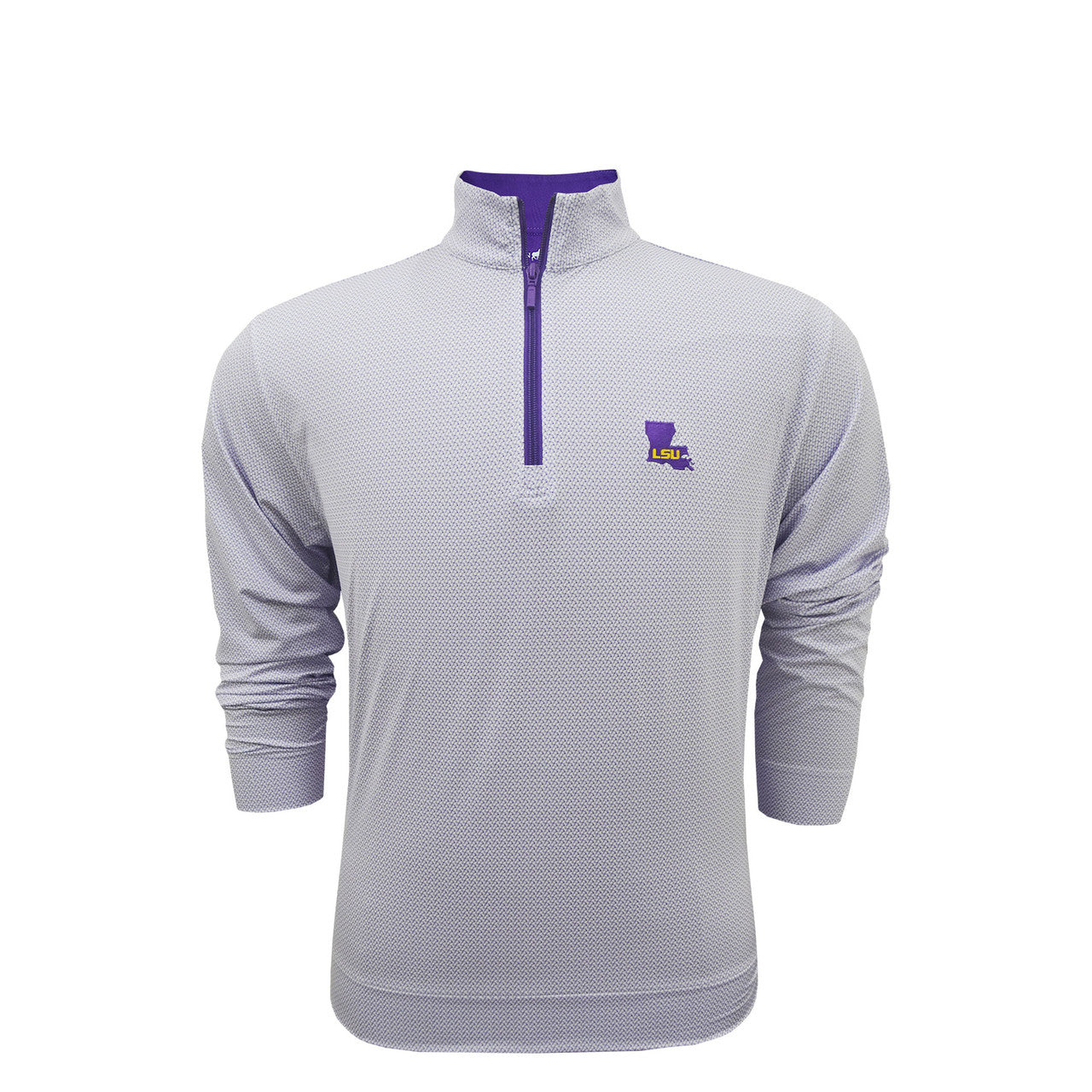 LSU Tigers State Mark Lavender and White Ripple Pullover
