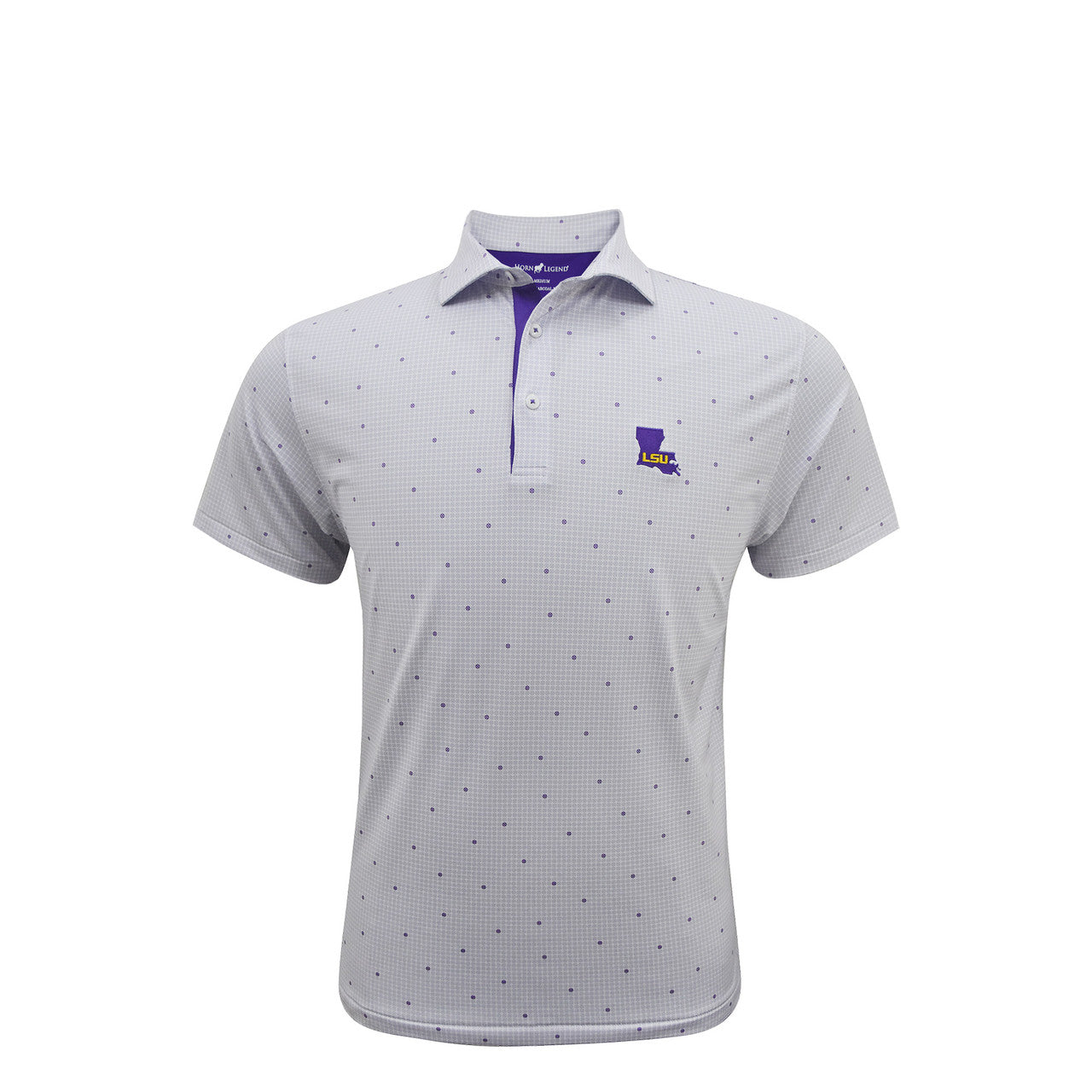 LSU Tigers State Mark Lavender and White Lydian Lion Polo