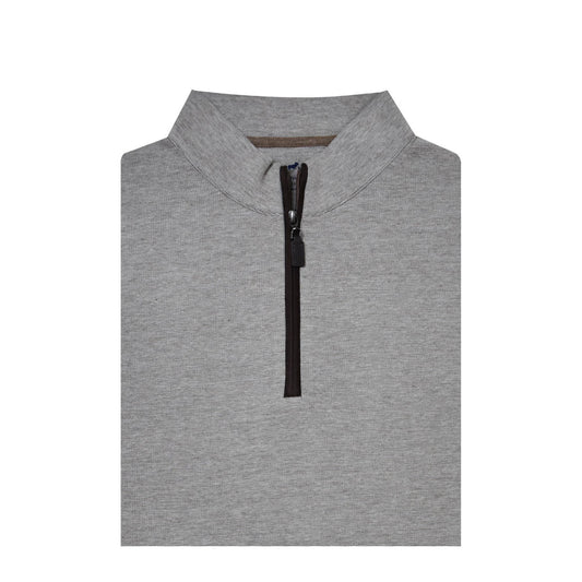 Suede Zip Cotton Pullover