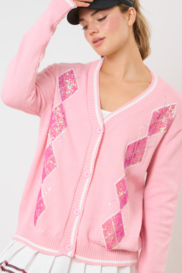 Golf Sequins Embroidery Knit Cardigan