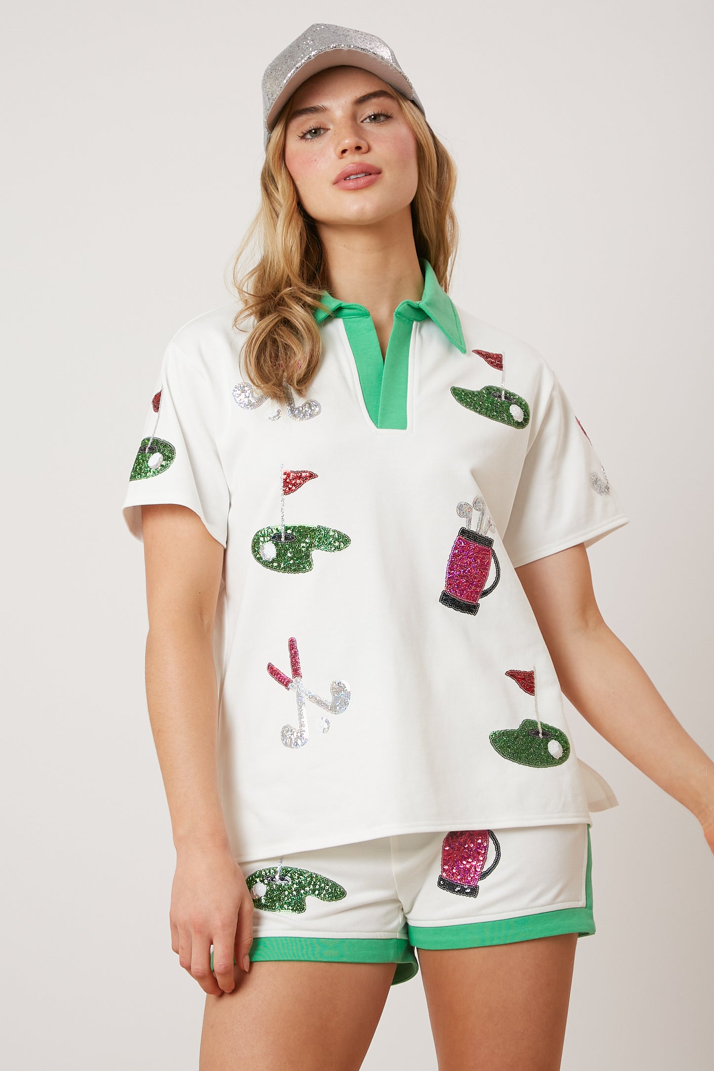 Golf Sequin Embroidery Top - The Season Boutique