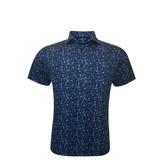 Dark Blue Rhythm Print Jazz Polo