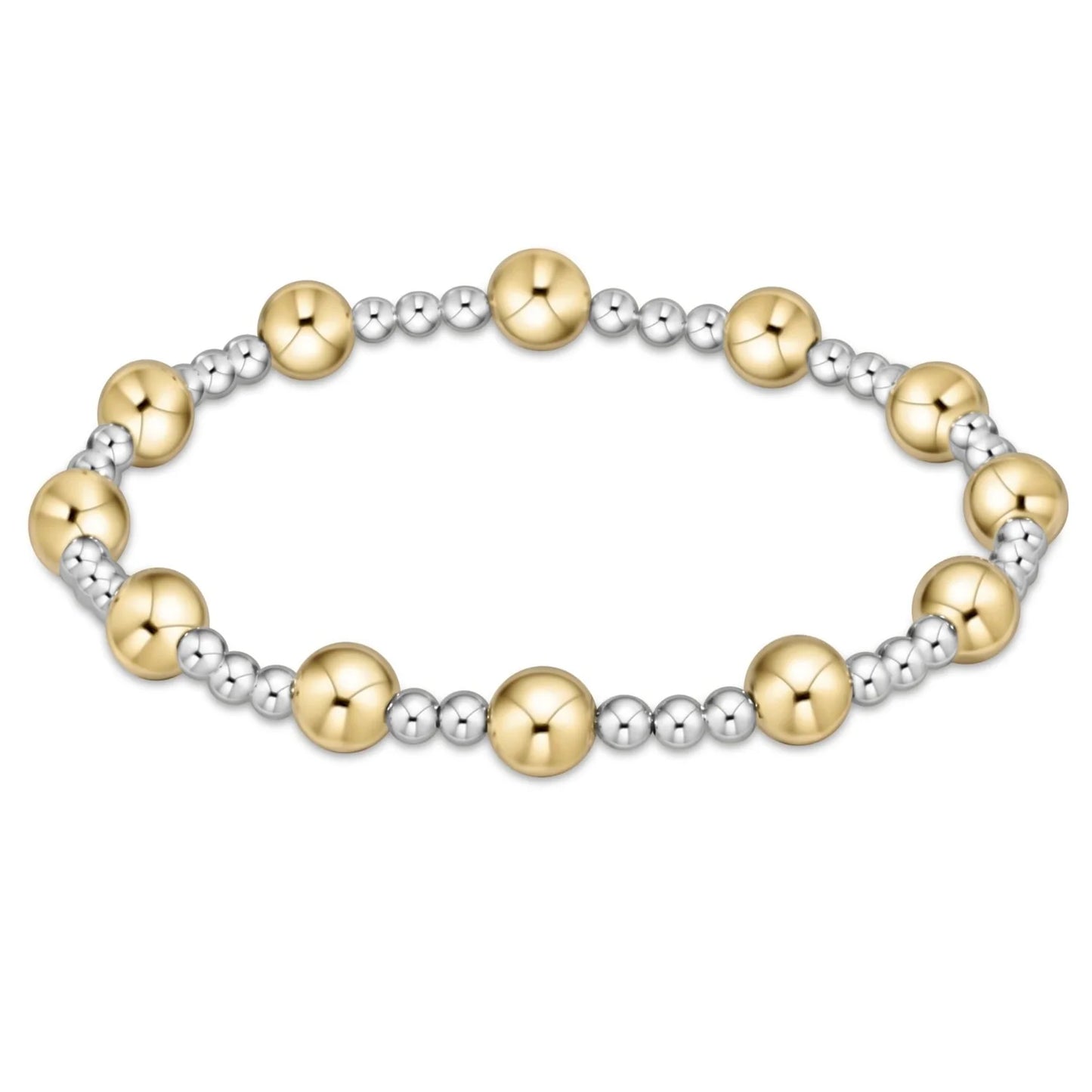 Classic sincerity pattern 6mm bead bracelet - mixed metal EXTENDED