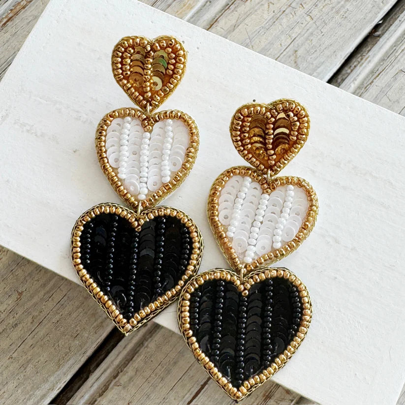 Triple Heart Saints Earrings