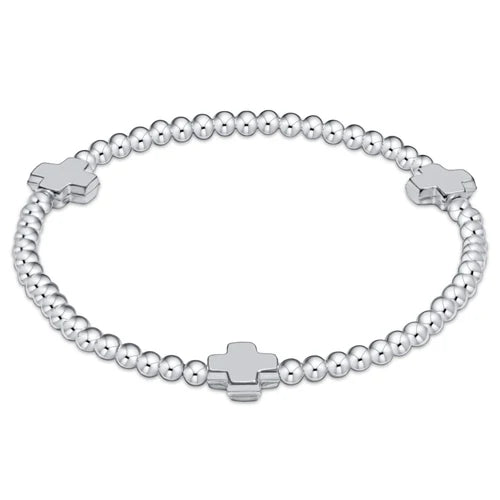 Enewton Extend Signature Cross Sterling Pattern 3mm Bead Bracelet