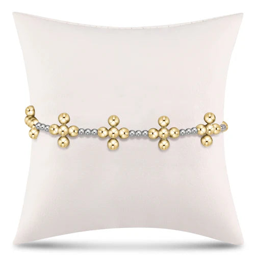 Signature Cross Sincerity Pattern Sterling 2.5mm bead bracelet - classic beaded signature cross gold - 4mm bead gold