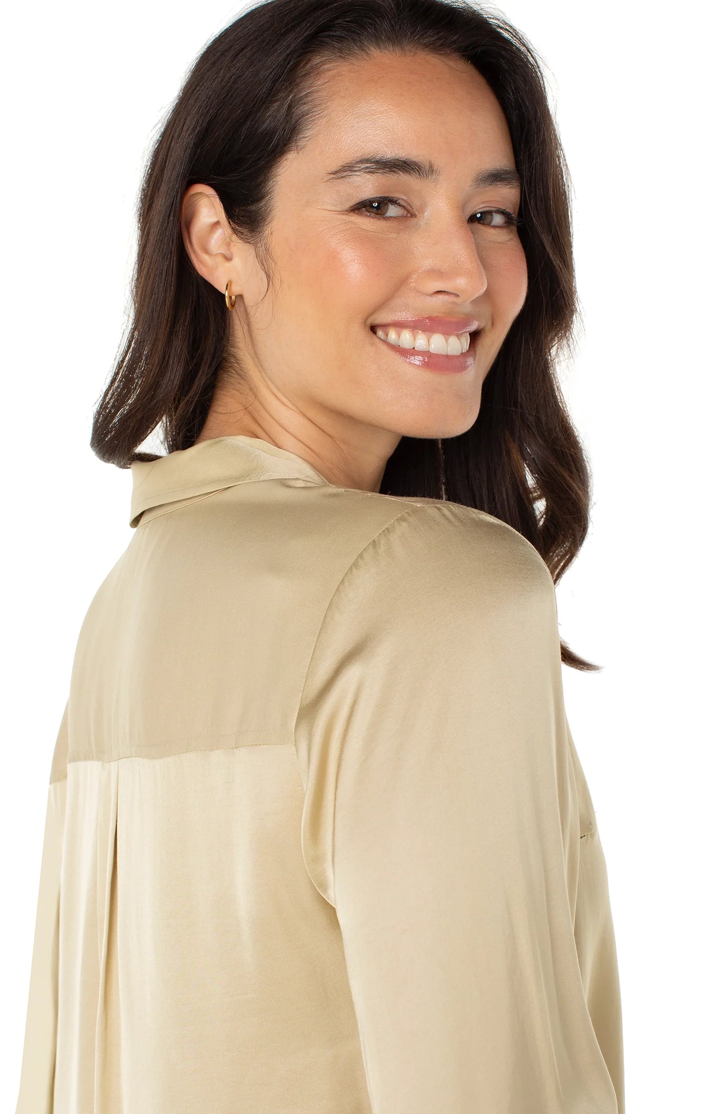 Long Sleeve Button Front Woven Shirt