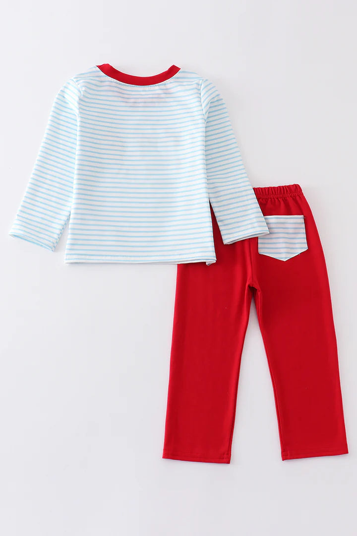Blue Stripe Santa Set