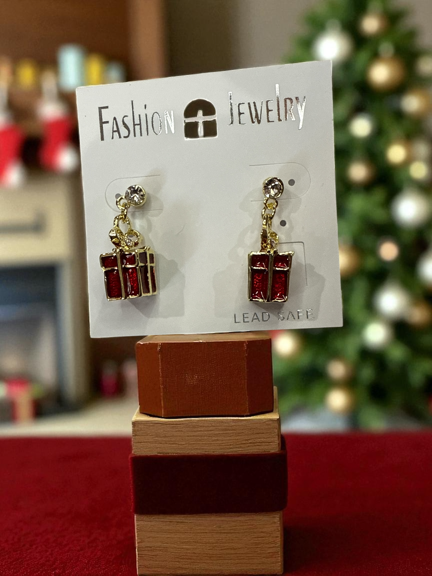 Red Christmas Box earrings