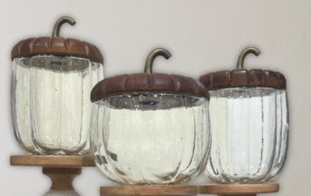 Glass Pumpkin Lidded Canister, Short - The Season Boutique