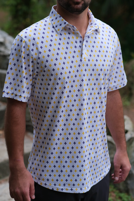 Men's Purple & Gold Fluer-De-LIs Polo Shirt