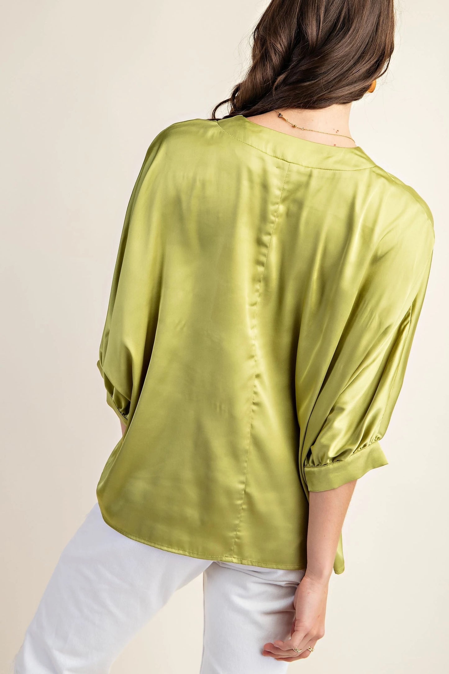 Satin V-Neck Loose Fit Blouse