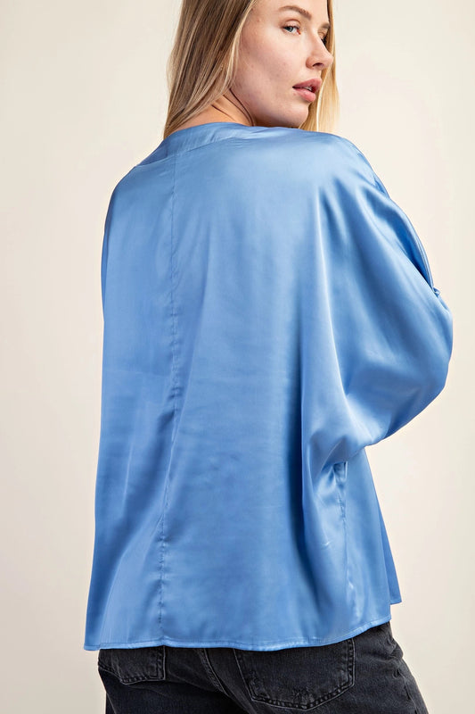 Satin V-Neck Loose Fit Blouse