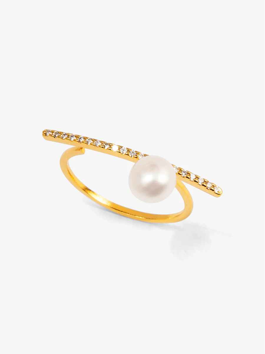 Slim Pearl Bar Ring