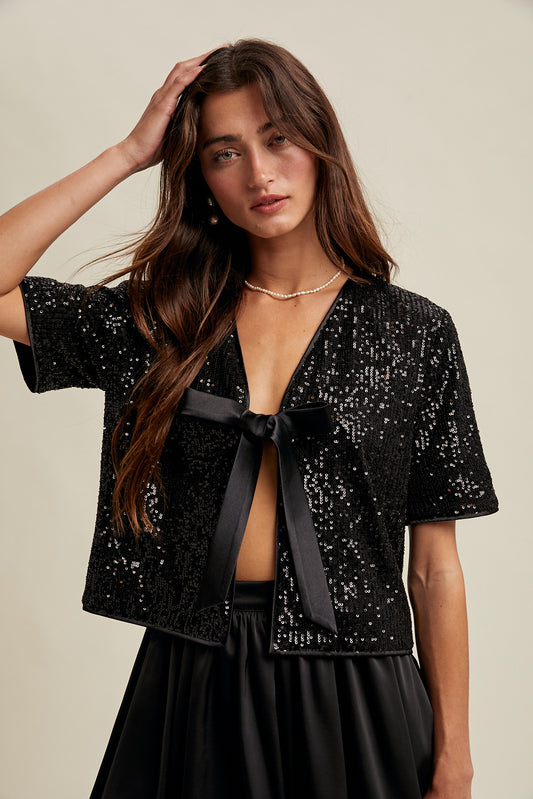 SEQUIN BOW DETAIL TOP