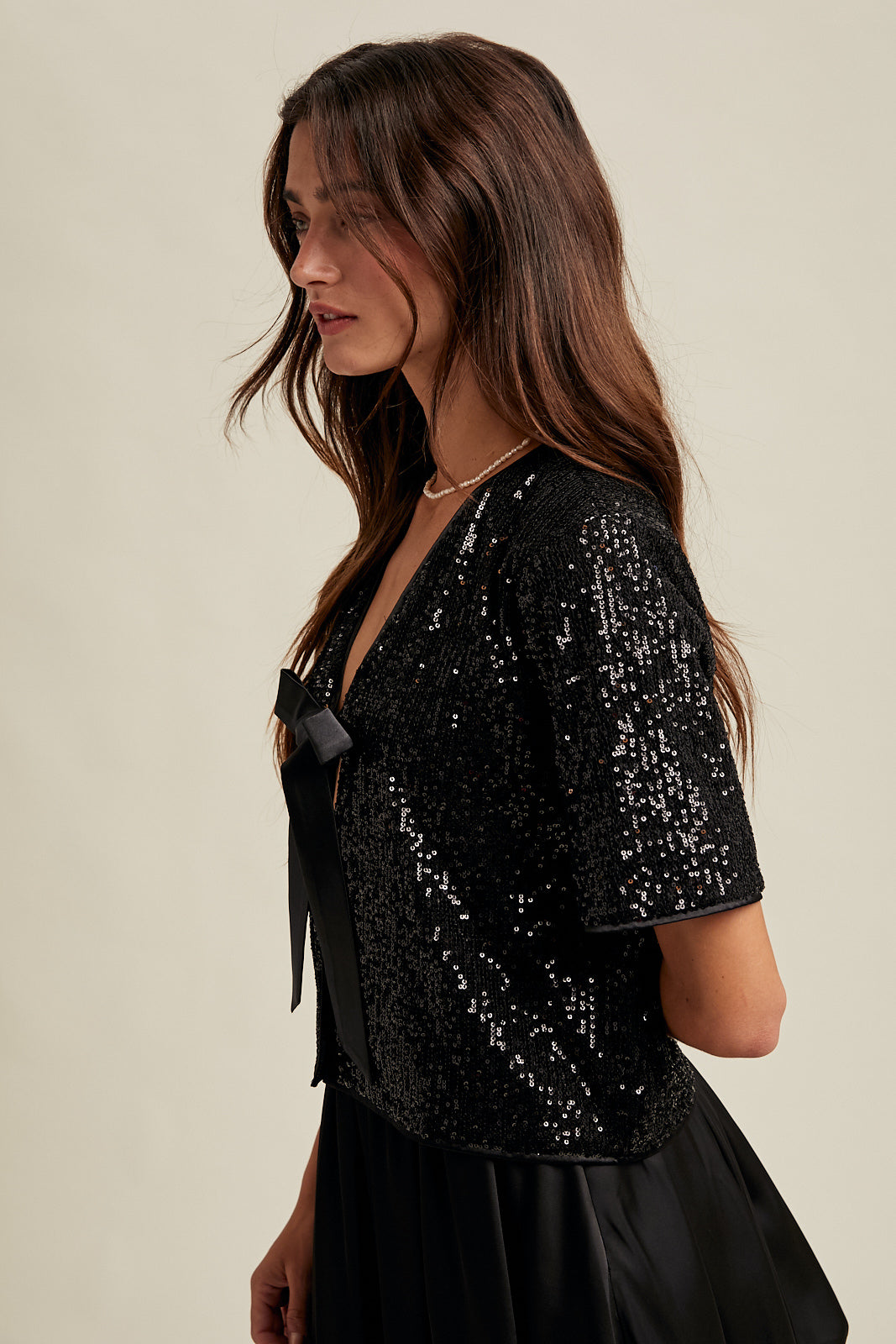 SEQUIN BOW DETAIL TOP