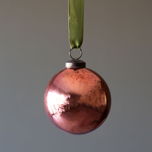 Antique shiny rose glass ball - The Season Boutique