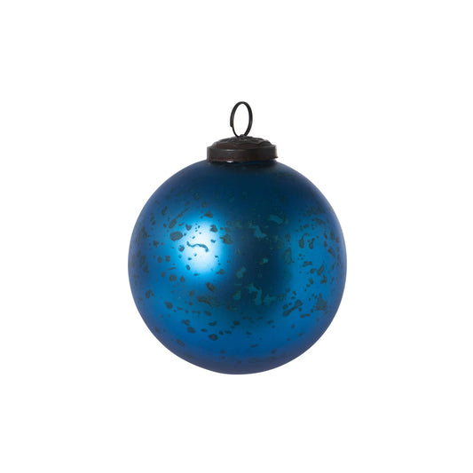 Antique Matte Blue Glass Ball Ornament - The Season Boutique