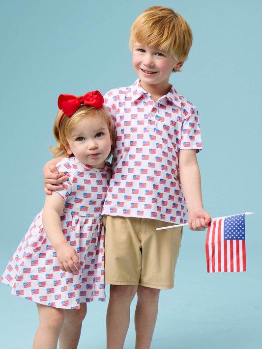 Boys Freedom Flags Performance Polo