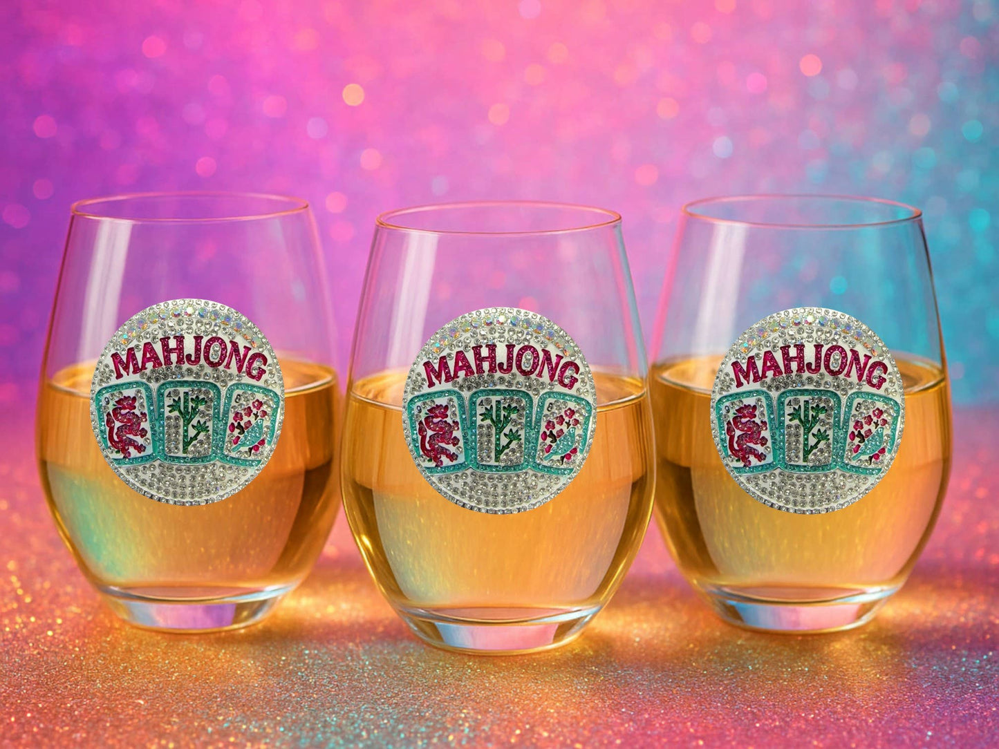 Mahjong Stemless Jeweled Wine Glass - The Season Boutique