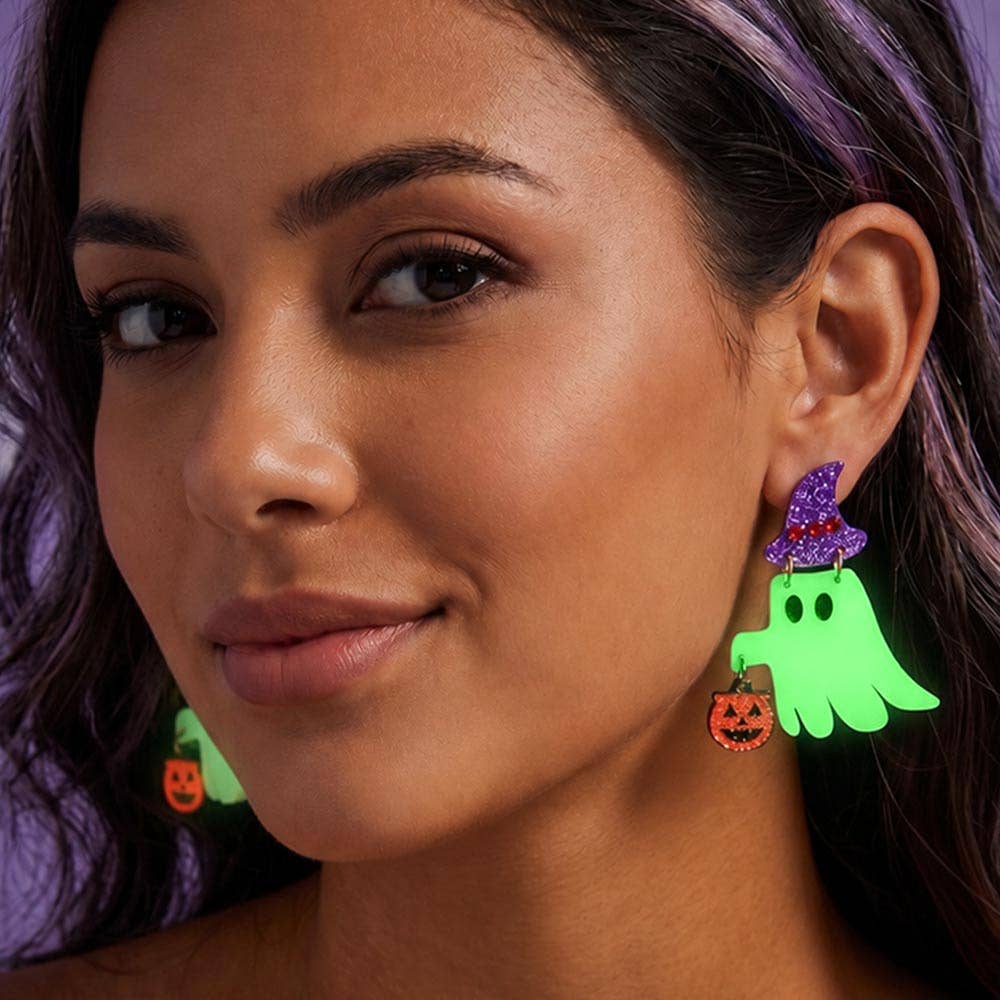Glow In The Dark Ghost Dangle Earrings