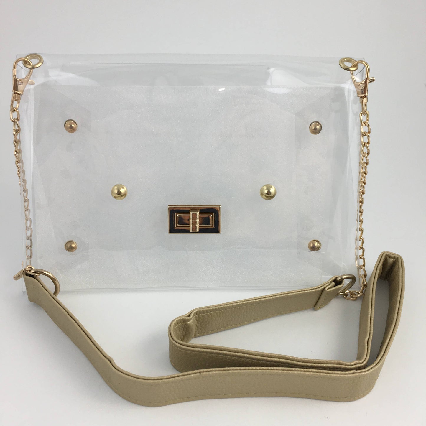 Gold Strap Clear Purse