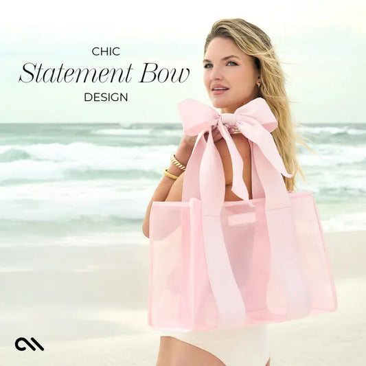 Clear Bow Beach Tote with Pouch