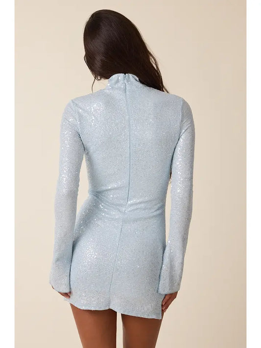 Sequined Flare Sleeve Mini Dress