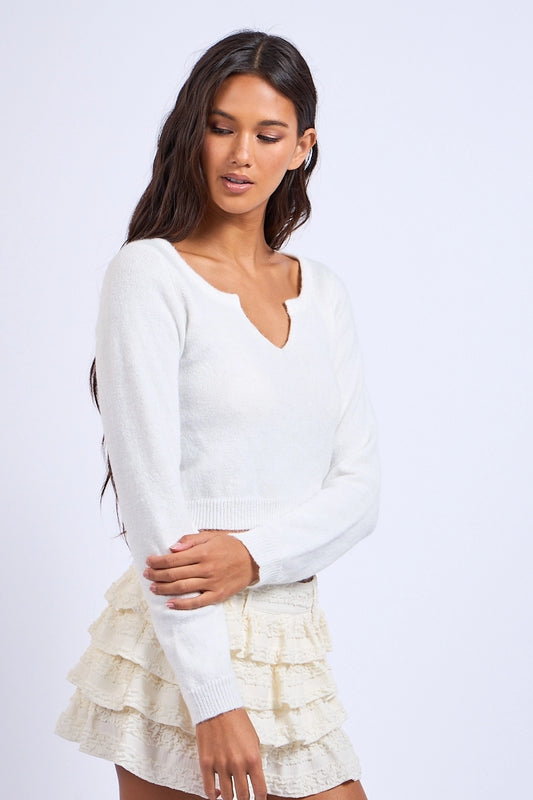 Knit Sweater Crop Top - The Season Boutique