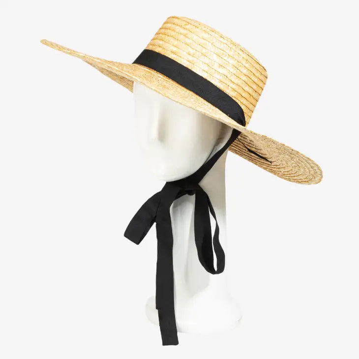 Straw Weave Ribbon Chin Strap Sun Hat - The Season Boutique