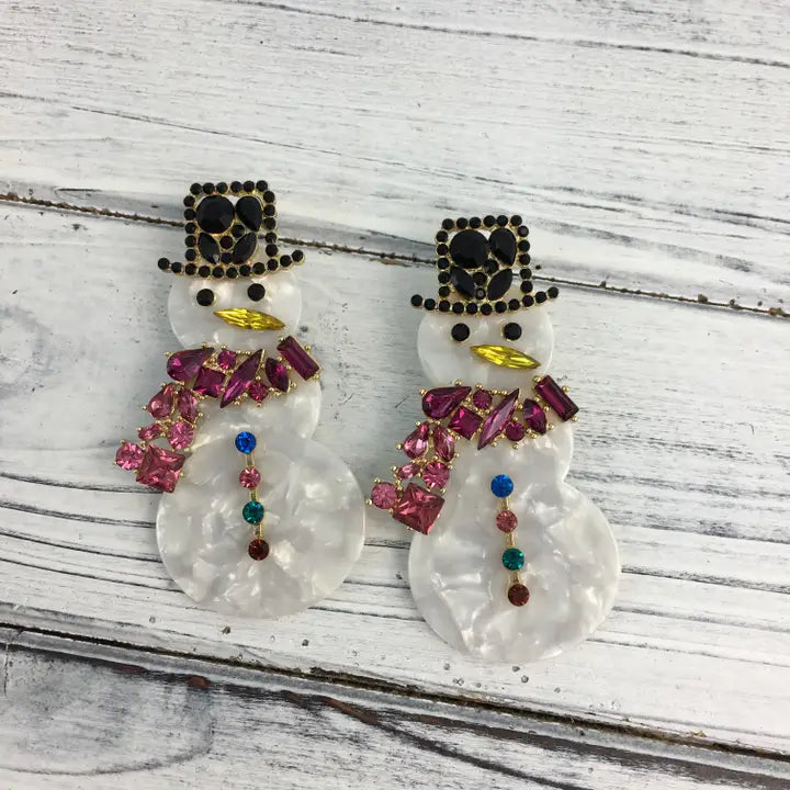 Marble Snowman Earrings