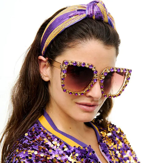 Purple and Gold Sequin Headband