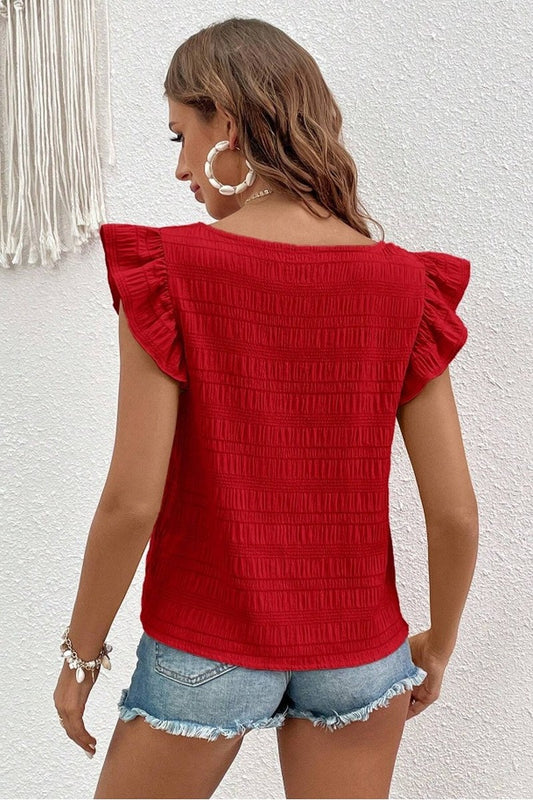 SQUARE Collar Ruffled Shirt