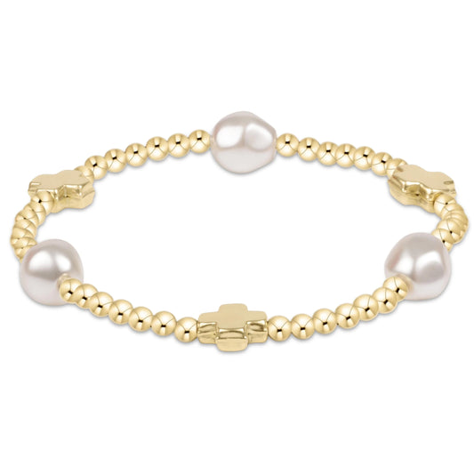 Signature Cross Admire Pearl Pattern 3mm Bead Bracelet