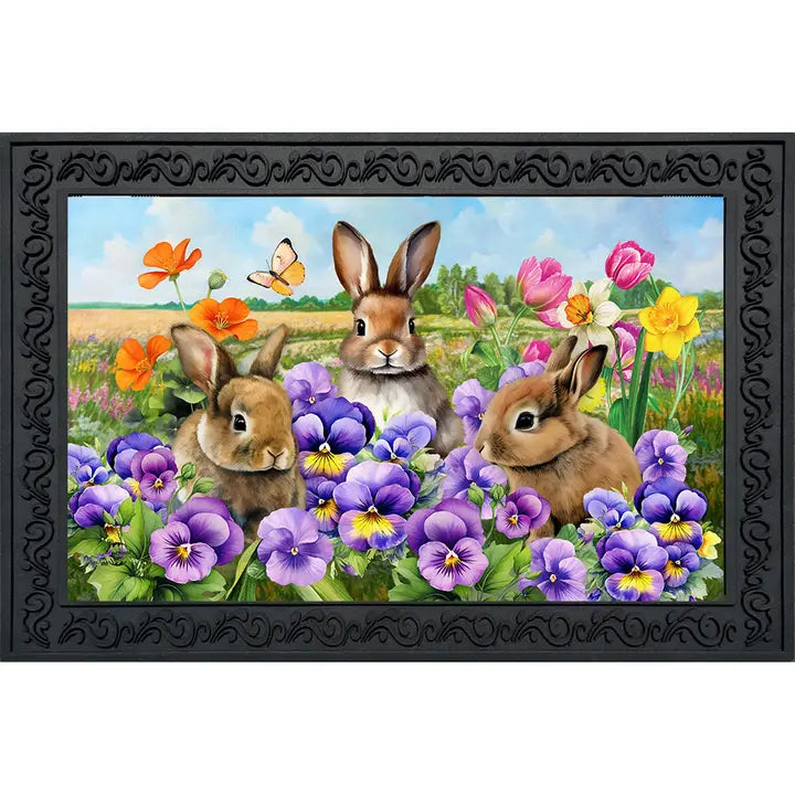 Spring Bunny Trio Doormat