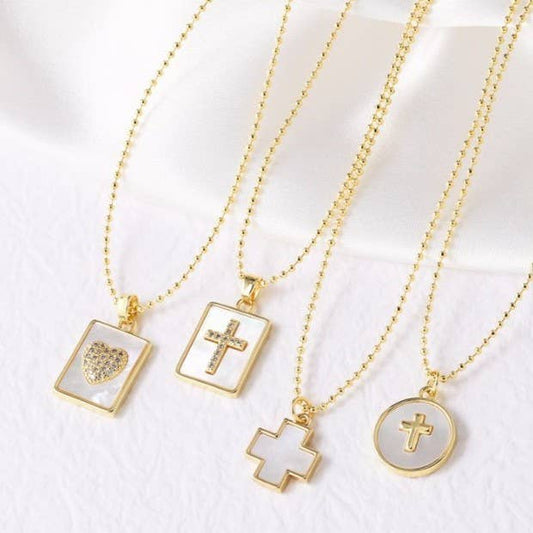 RHINESTONE PENDANT NECKLACE CROSS - The Season Boutique