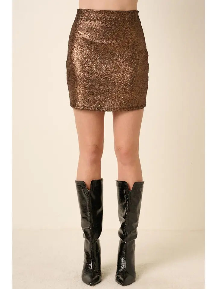 Metallic Foil Mini Skirt