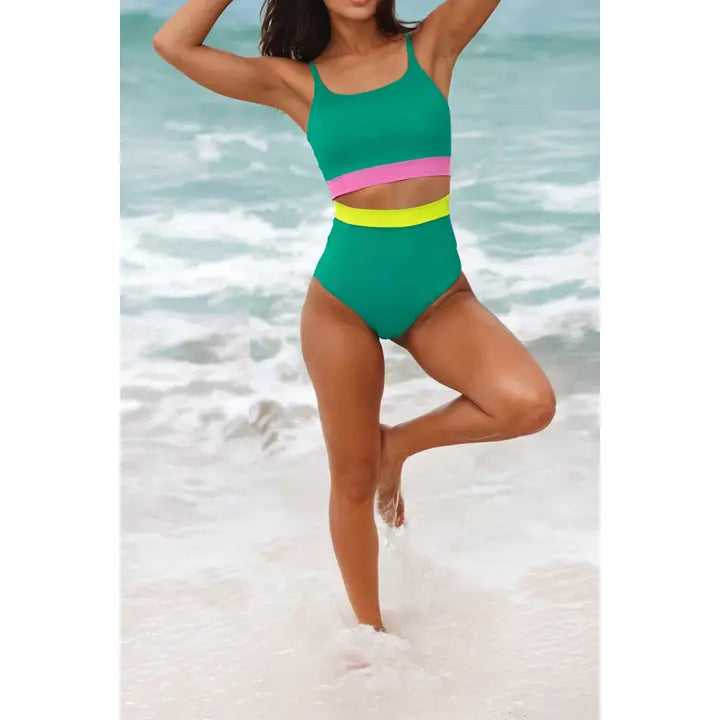 Color-block Patchwork High Waisted Bikini