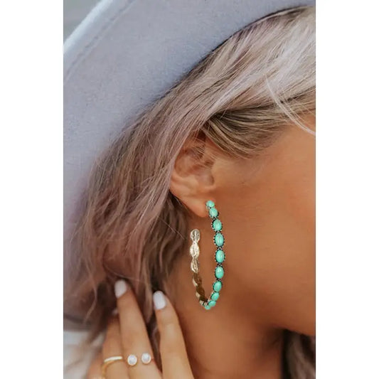 Ldc Gem Inlay Retro C-Shape Earrings