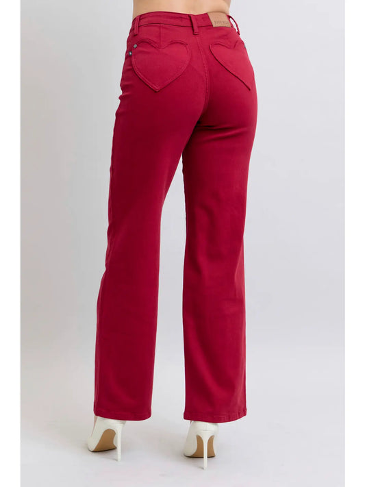 Heart Shaped Back Pockets High Waisted 90's Straight