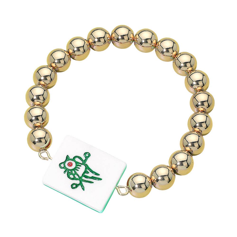 Mahjong Tile Beaded Stretch Bracelet - The Season Boutique