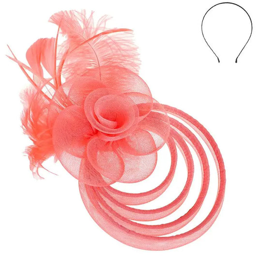 Floral Feathered Mesh Fascinatorh Hair Clip