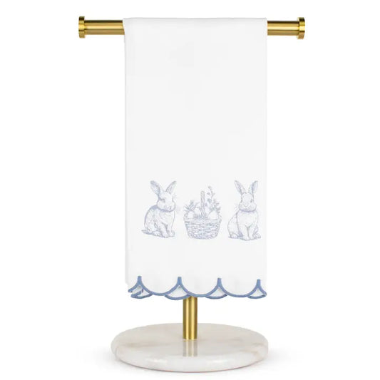 Morgan Bunny Trellis Hand Towels White/Green/Blue 20x28